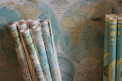 globe map scroll lot, world map hemispheres, rolled, wander, adventure HD wallpaper