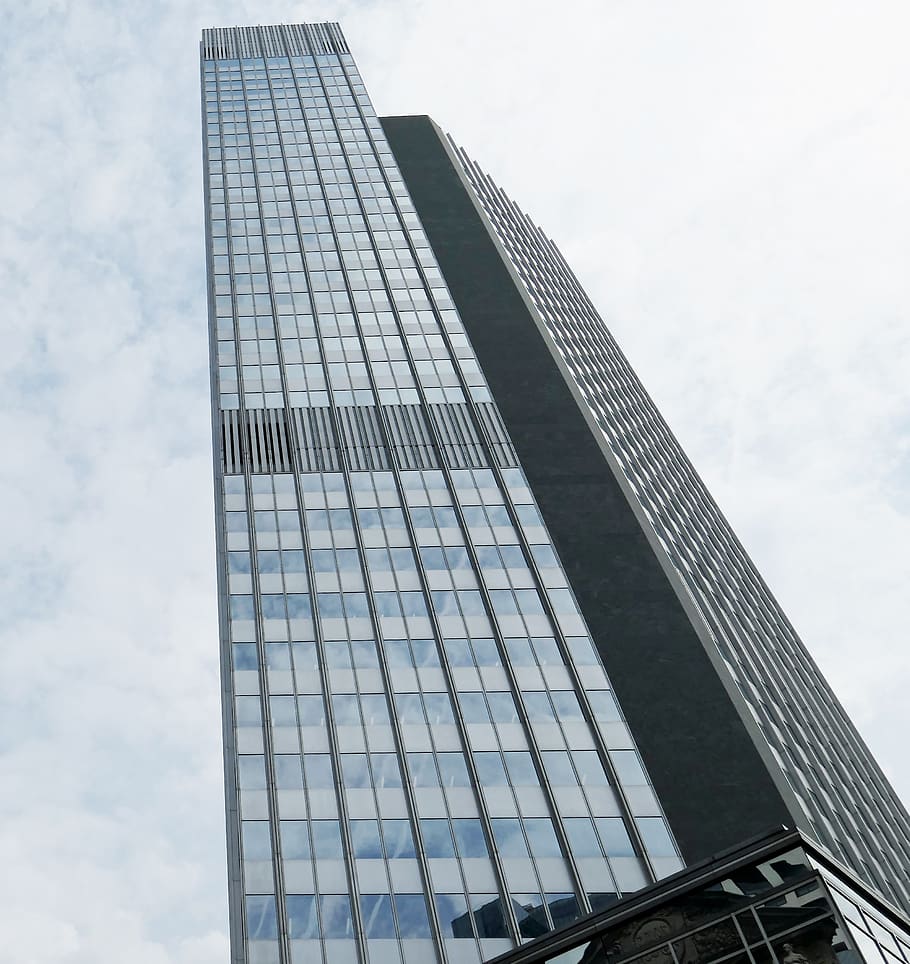skyscraper, glass facade, building, frankfurt, architecture, HD wallpaper