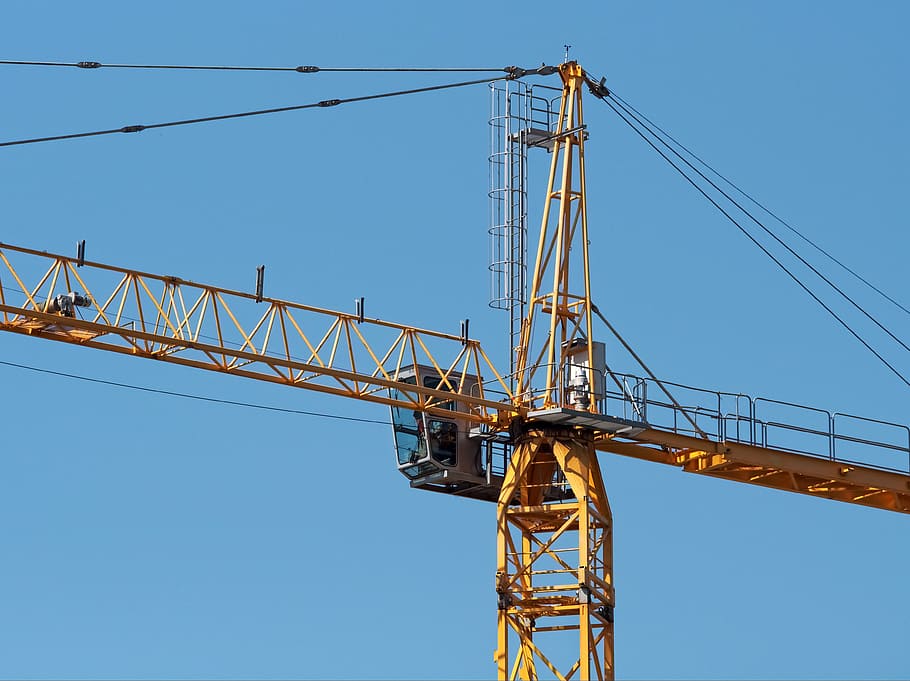 crane, tall, tower, high, construction, mast, jib, horizontal HD wallpaper