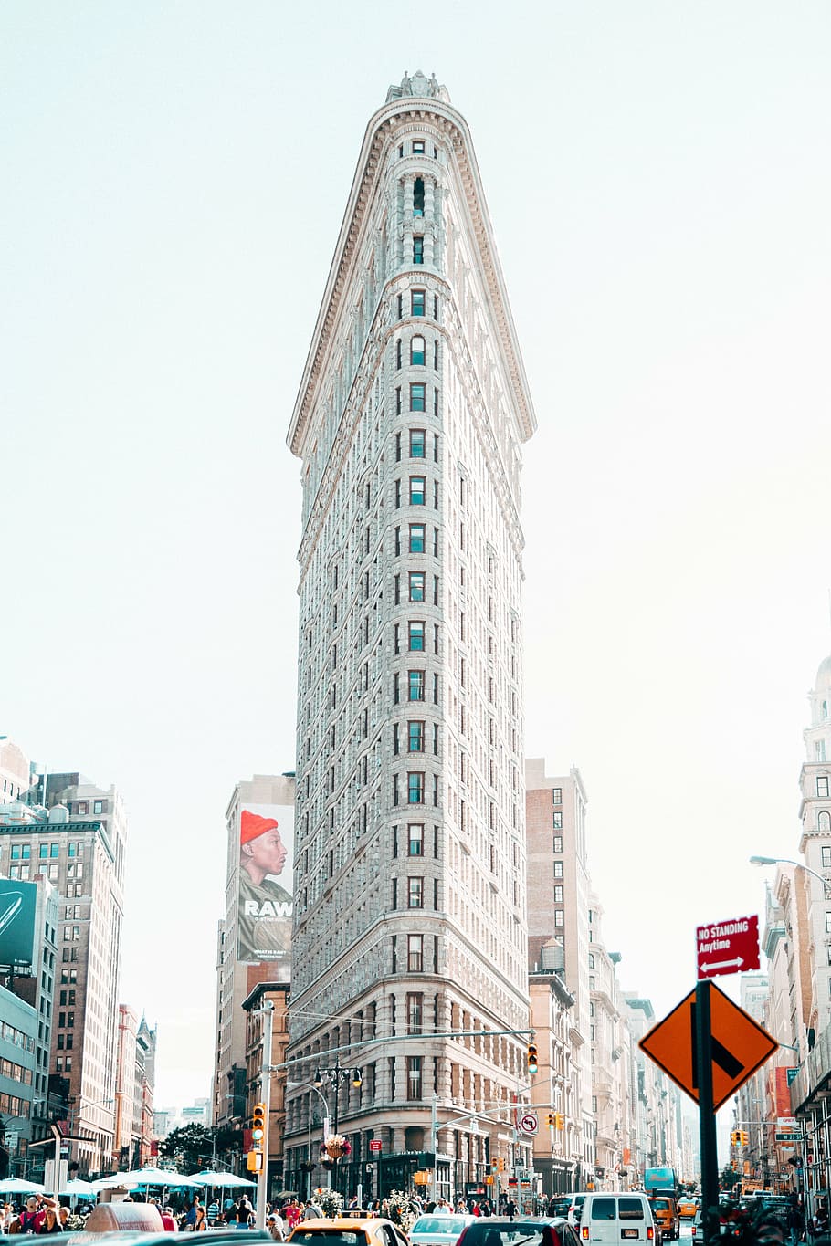 New York Flat Iron building, city, structure, architecture, people