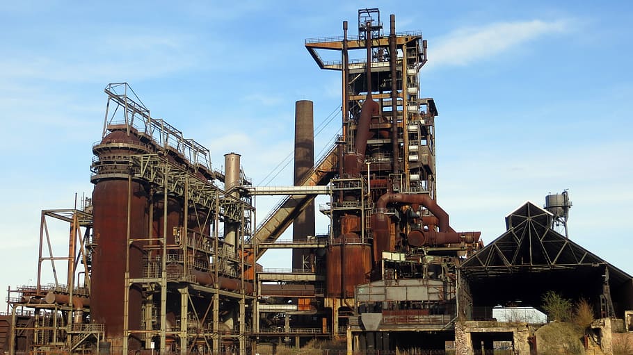 photo of black and brown factory, blast furnace, industry, industrial heritage