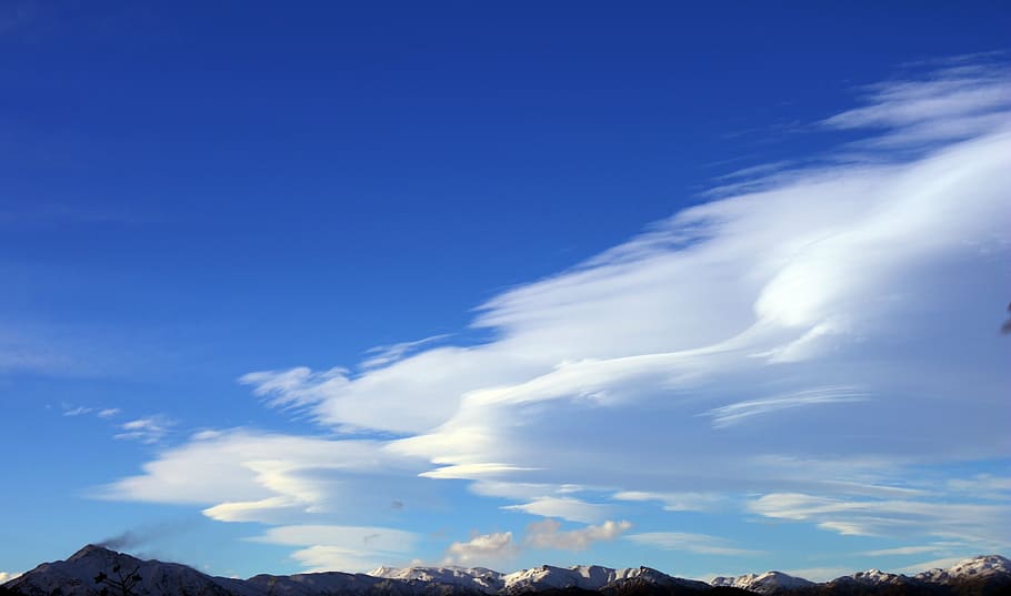 mountain covered with snow under cloudy day, sky, mountains HD wallpaper