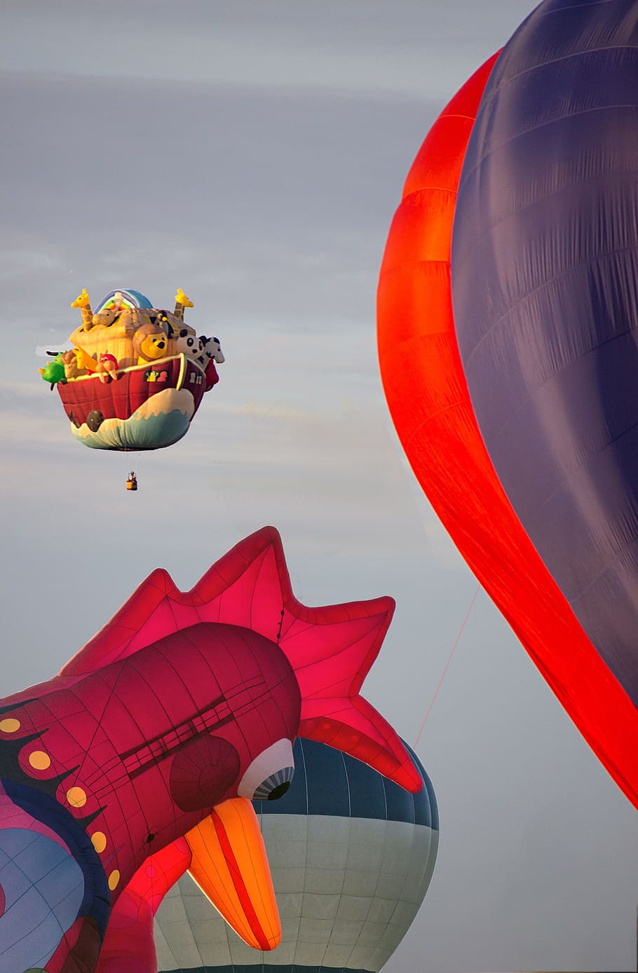 Hot Air Balloon, Chambley, france, flight, sky, red, flying, HD wallpaper