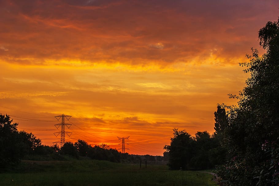clouds, landscape, cloudy sky, dutch landscape, nature, tree HD wallpaper