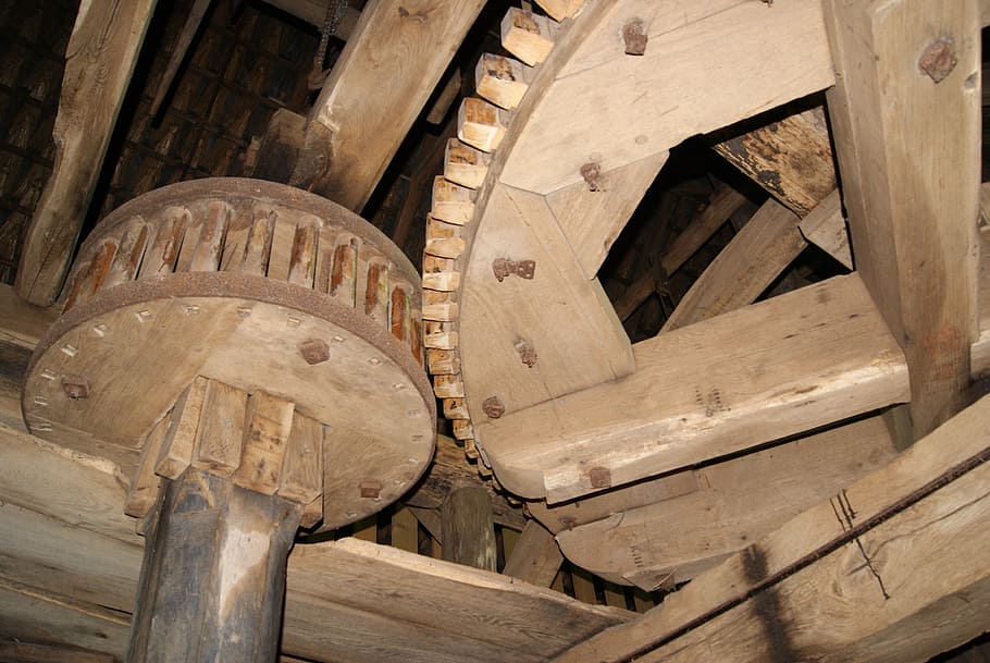 gears, mill, grind, translation, wood, wood - material, no people HD wallpaper