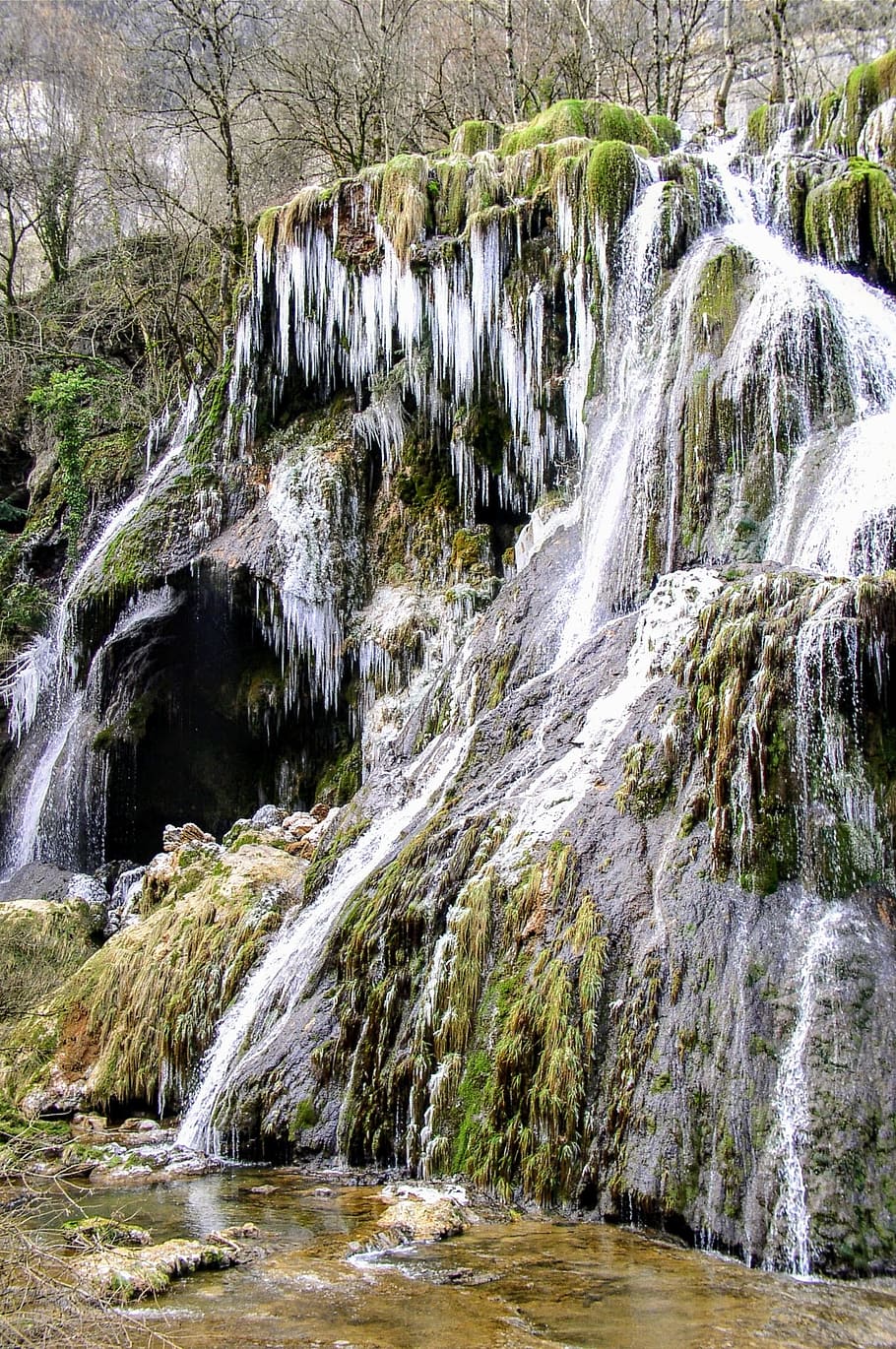 Cascade, Ice, Cold, Cold, Winter, Landscape, winter landscape HD wallpaper