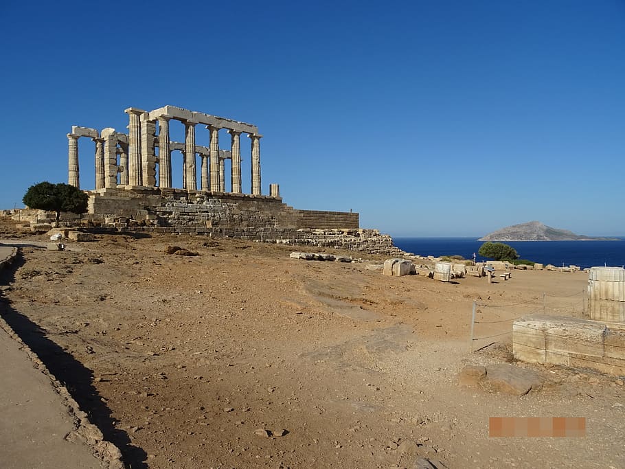 archeological site of, sounion, greece, architecture, built structure, HD wallpaper