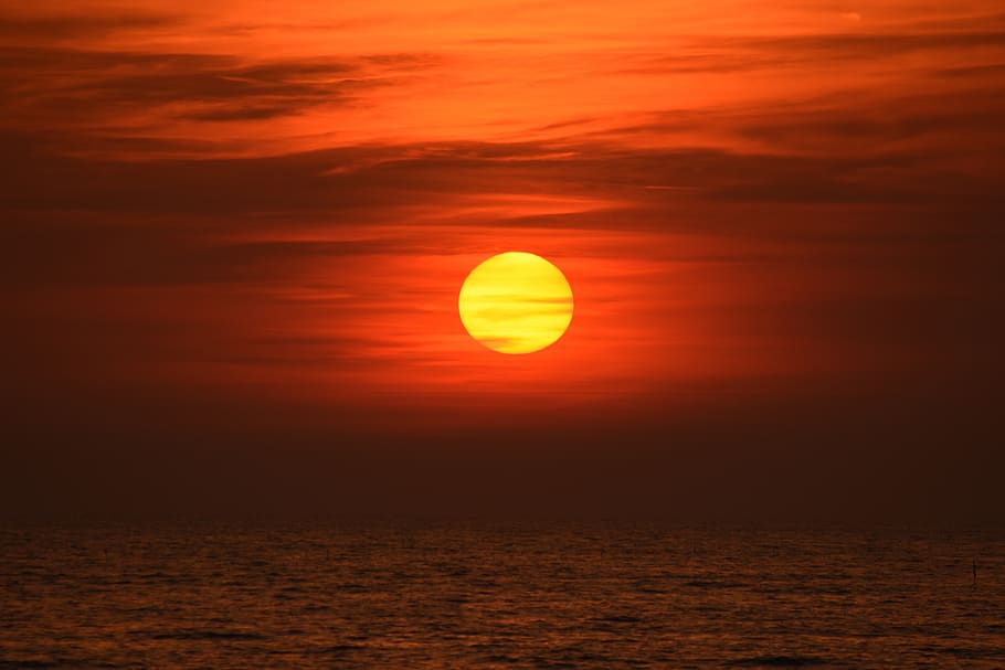 HD wallpaper: afterglow, red sky, red sunset, orange sunset, caribbean,  dusk