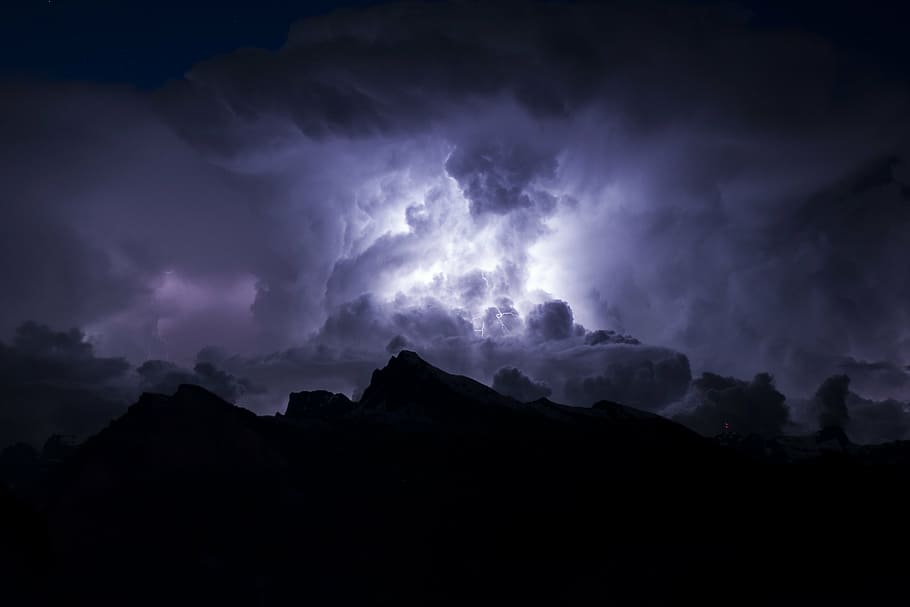 thick cloud and mountain, photo, tornado, sky, dark, clouds, cloudy, HD wallpaper