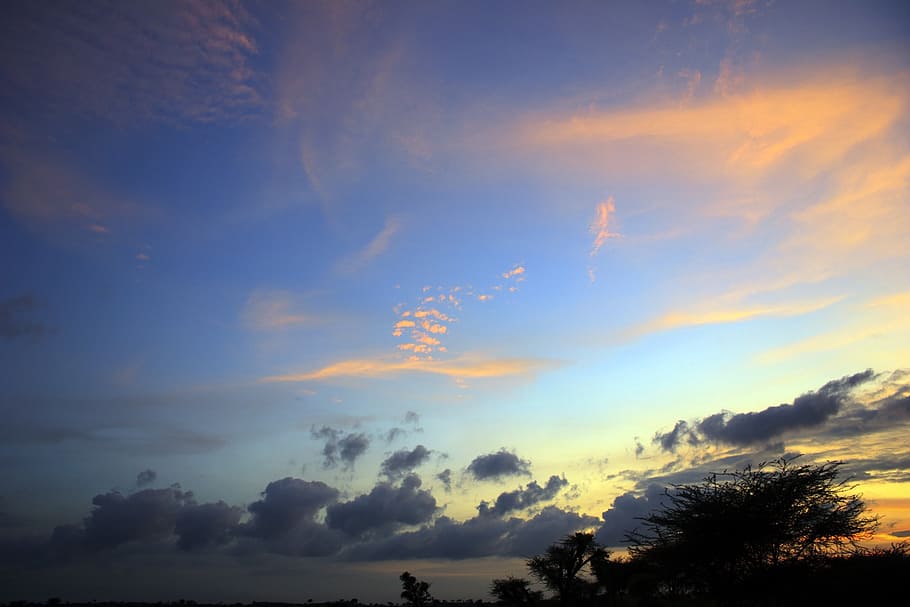 sunset, sky, clouds, outdoors, scenic, tranquil, stratosphere HD wallpaper