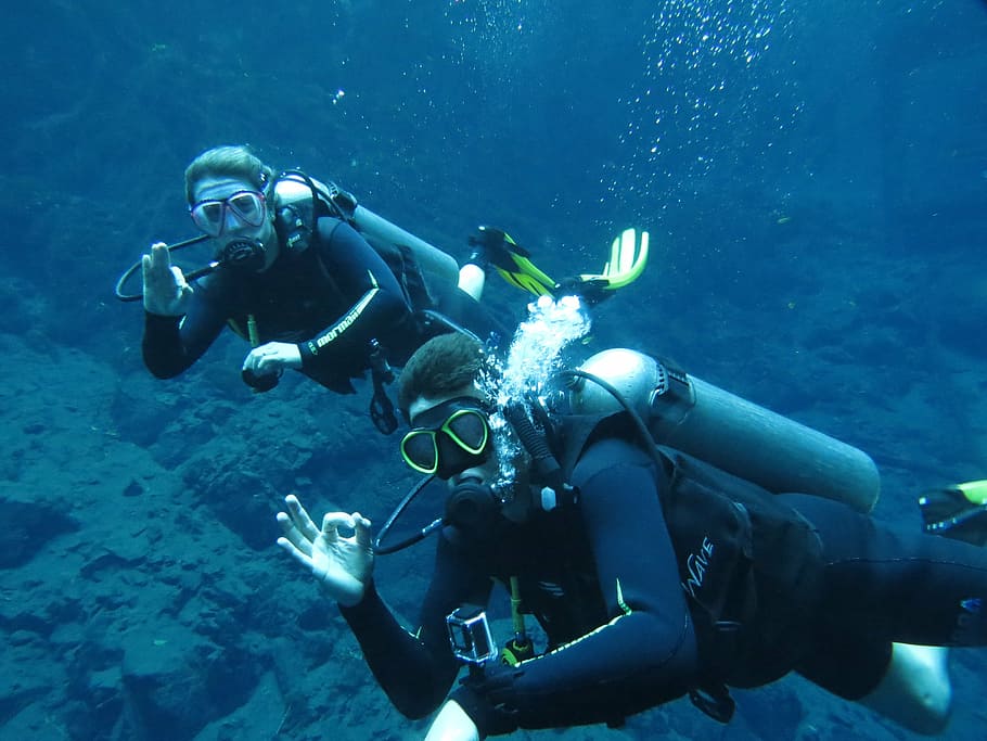 diving, blue lagoon, beautiful, underwater, sea, aquatic sport HD wallpaper