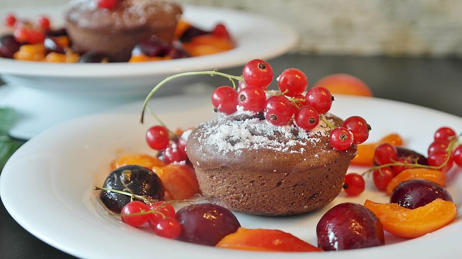 chocolate cupcake on plate, chocolate cake, chick, bitter chocolate HD wallpaper
