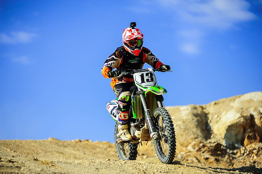road, sky, man, person, action, adventure, biker, competition HD wallpaper