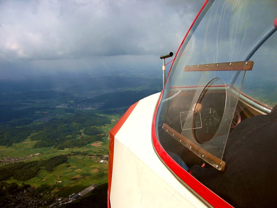 Glider Pilot, Cockpit, Landscape, gliding, lark, rhön lark