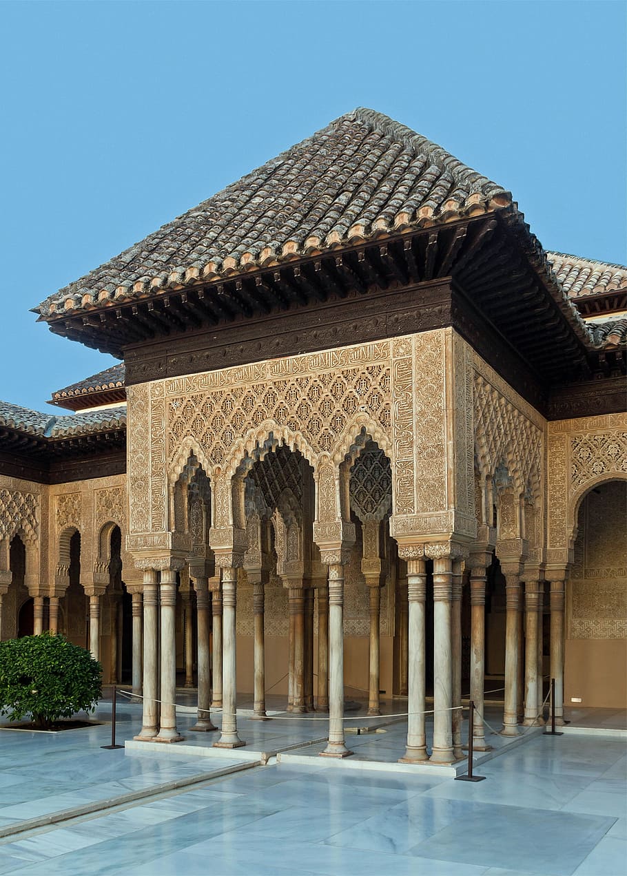 granada, spain, courtyard, pavilion, architecture, building HD wallpaper