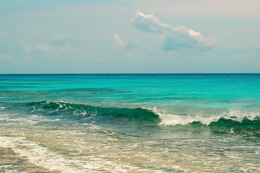 untitled, sea, wave, water, surf, beach, ocean, clouds, nature HD wallpaper