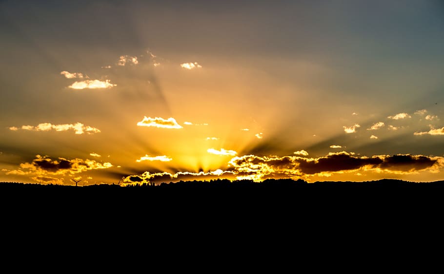sunset, afterglow, evening sky, mood, abendstimmung, clouds HD wallpaper