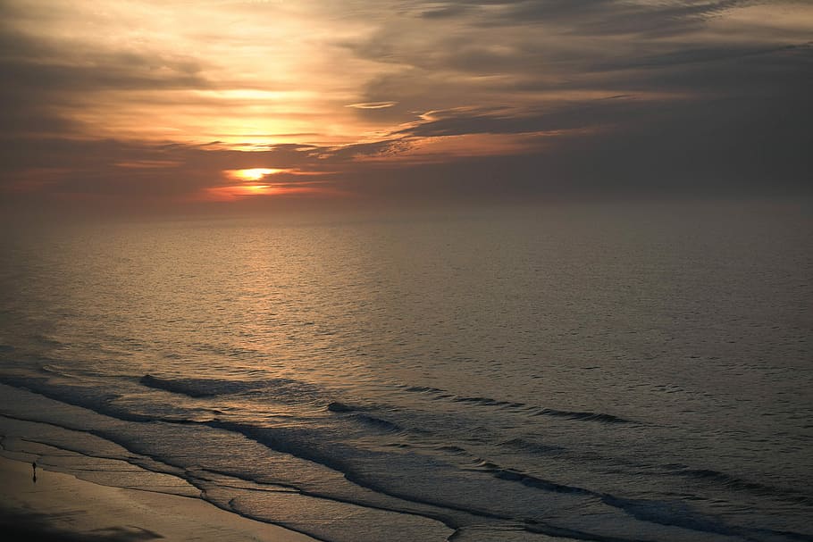 Sunset, Sunrise, Morning, sky, vacation, horizon, beach, water HD wallpaper