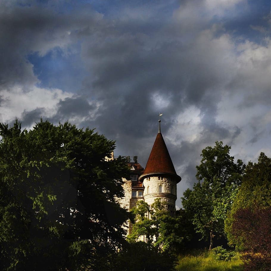haunted house, castle, schaffhausen, rhine, tower, architecture, HD wallpaper