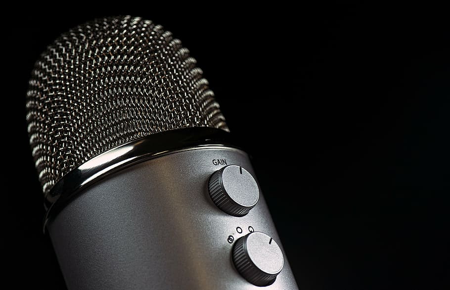 gray condenser microphone with black background, vocal, media, HD wallpaper