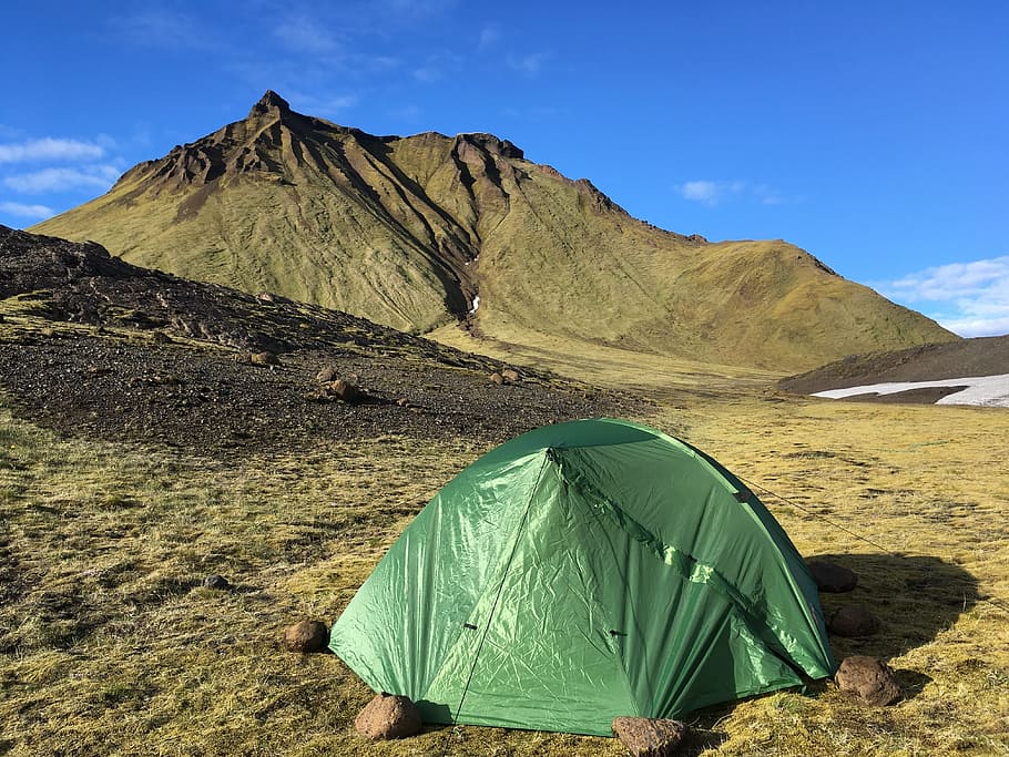 tent, mountains, rocks, nature, sky, iceland, stones, silence HD wallpaper