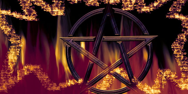 pentacle, characters, magic, symbol, background, mystical, fire HD wallpaper