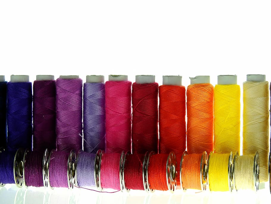 assorted thread lot, yarn, sew, thread spool, colorful, sewing thread, HD wallpaper