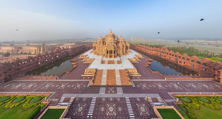 aerial photo of brown mosque, temple, building, historic, ancient HD wallpaper