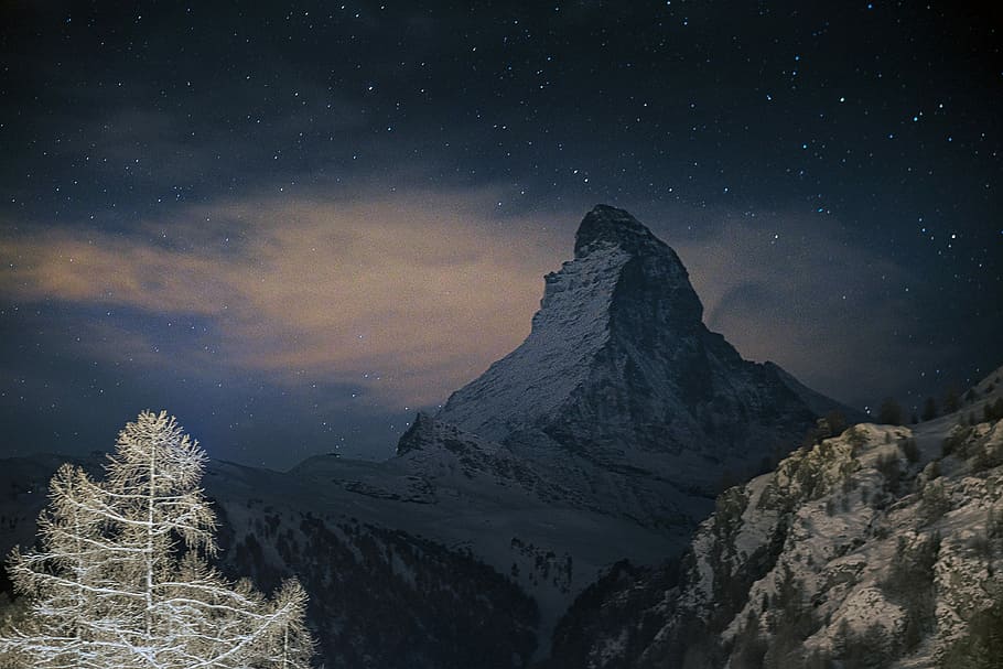 snow covered mountain painting, mountain covered with snow, cliff HD wallpaper