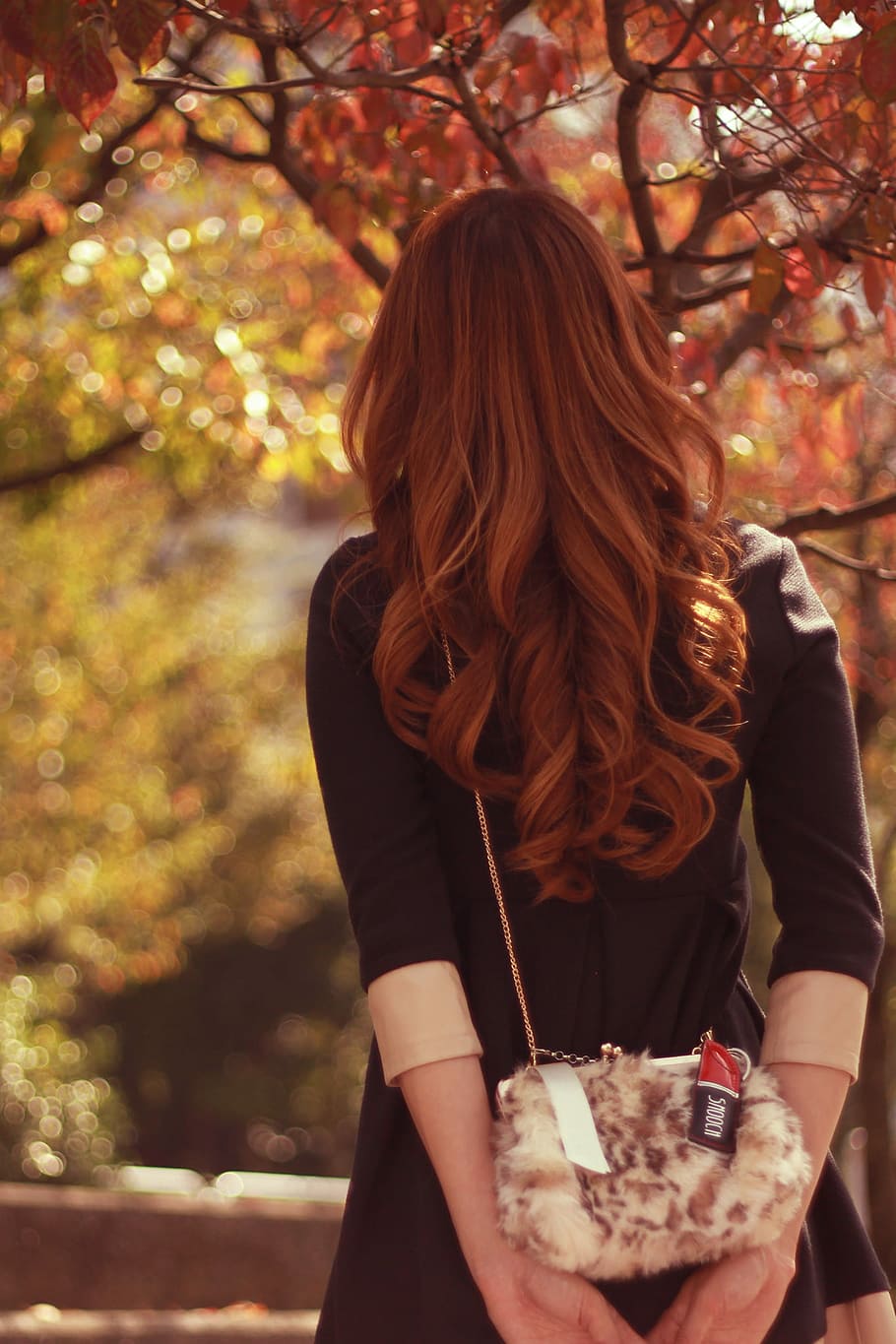 woman wearing brown long sleeved  dress with crossbody bag, women HD wallpaper
