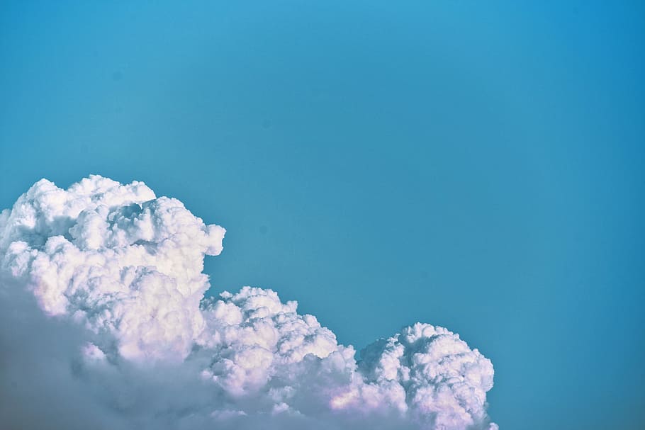 white clouds, white clouds under teal sky, fluffy cloud, blue sky HD wallpaper