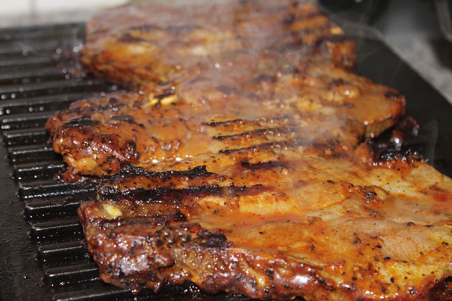steak on top of grill, Meat, Lunch, Delicious, tasteful, barbecue HD wallpaper