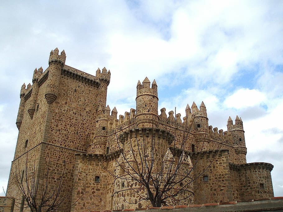 Castle, Guadamur, Toledo, castle guadamur, battlement, medieval, HD wallpaper