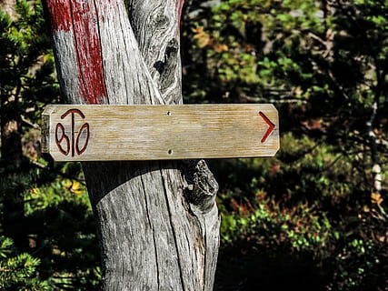 sign, mountains, blank, empty, to fill, trail, track, route HD wallpaper