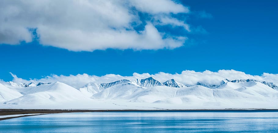 ice mountain top underneath blue sky during daytime, nature, scenics HD wallpaper