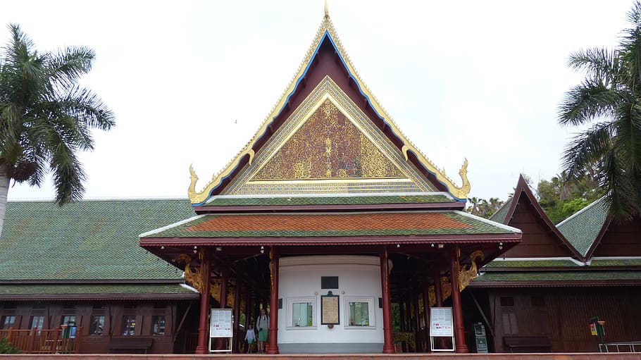 home, building, temple, roof, pointed, input, loro parkque HD wallpaper