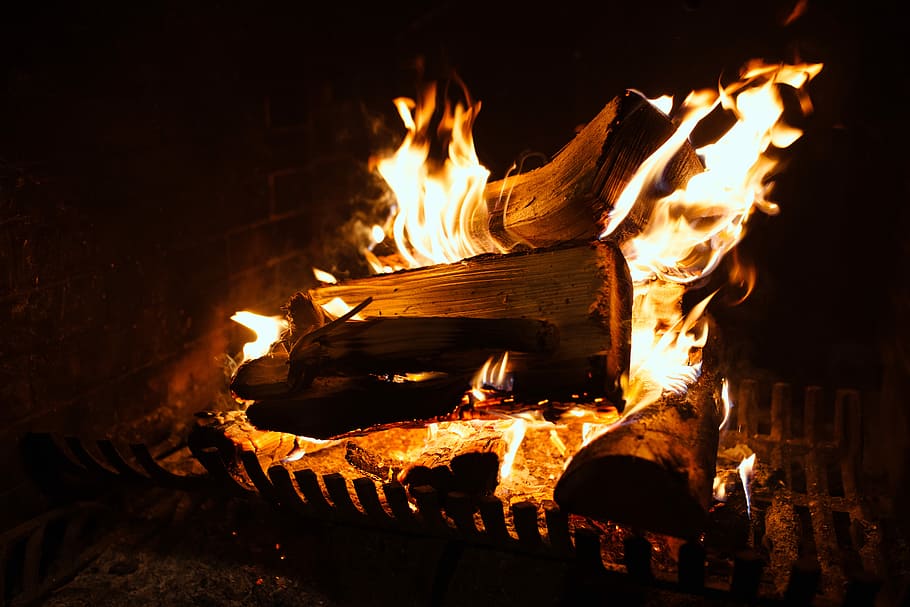 time-lapse photography of burning wood, brown logs, fire, fireplace HD wallpaper