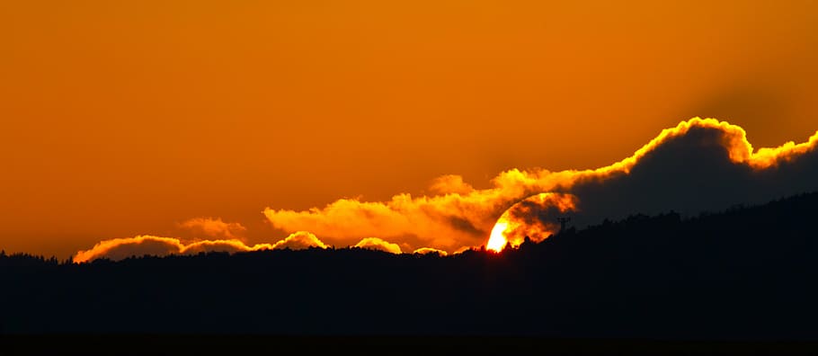 sunset, evening sky, afterglow, clouds, abendstimmung, red HD wallpaper