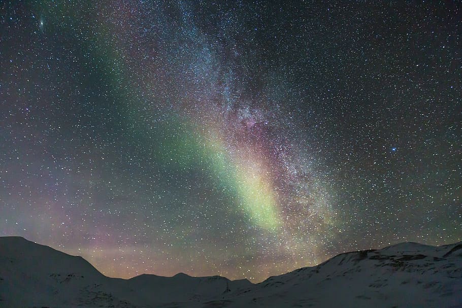 Aurora Borealis, galaxy, northen lights, auroras, arctic, snow
