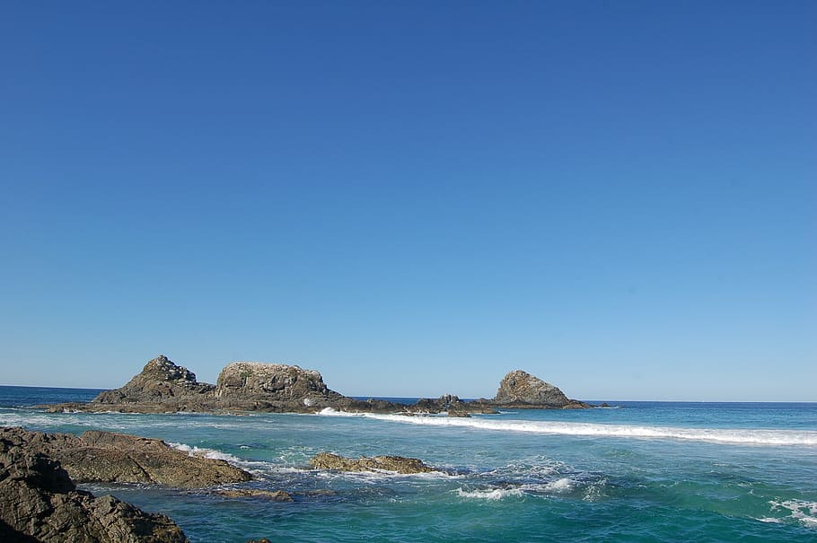 ocean, sea, waves, rocks, stone, coastline, nature, water, sky HD wallpaper