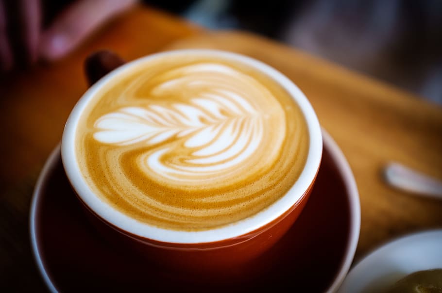 cappuccino with leaf art, beverage, breakfast, caffeine, coffee HD wallpaper