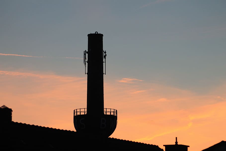 Chimney, Sunset, abendstimmung, industry, factory, silhouette HD wallpaper