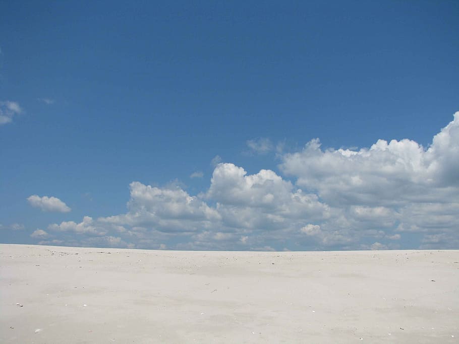 white sand under white clouds, sky, outside, refreshment, summer HD wallpaper