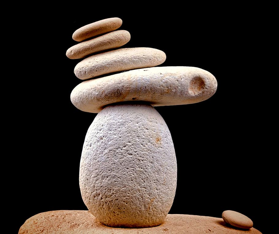 shallow focus photography of cairn, stone, zen, white, spa HD wallpaper