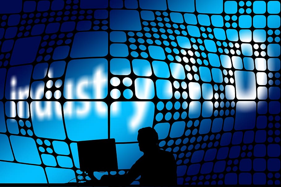silhouette of man sitting near computer monitor illustration, HD wallpaper