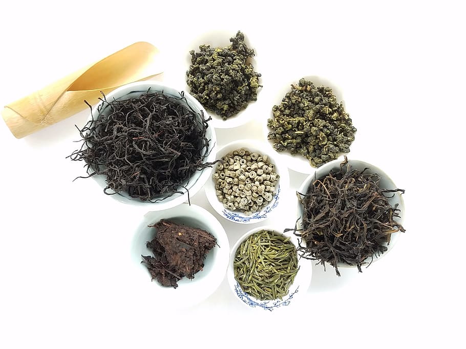 assorted produces in bowls, herbs, lot, tea, hot, drink, cup HD wallpaper