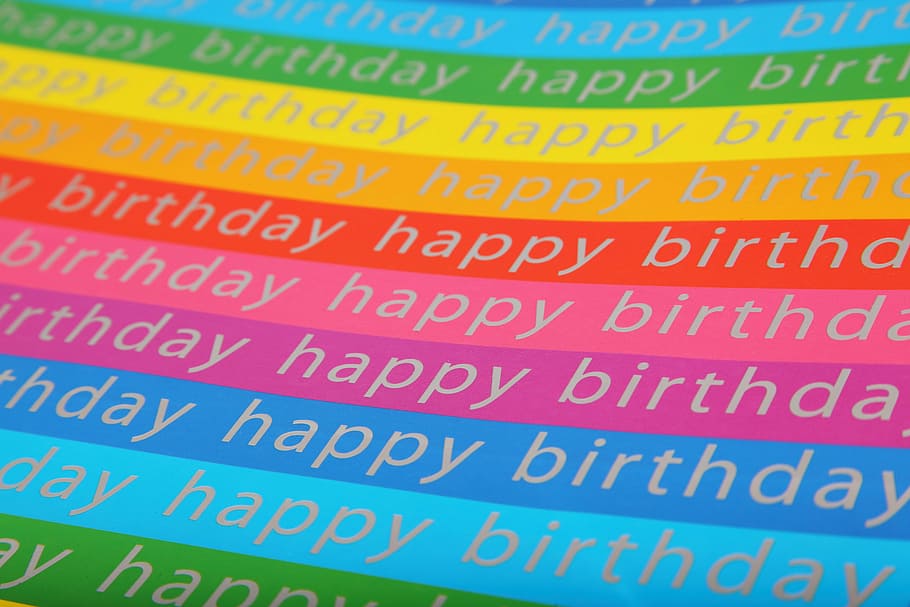 multi-colored background with happy birthday text overlay, wallpaper HD wallpaper