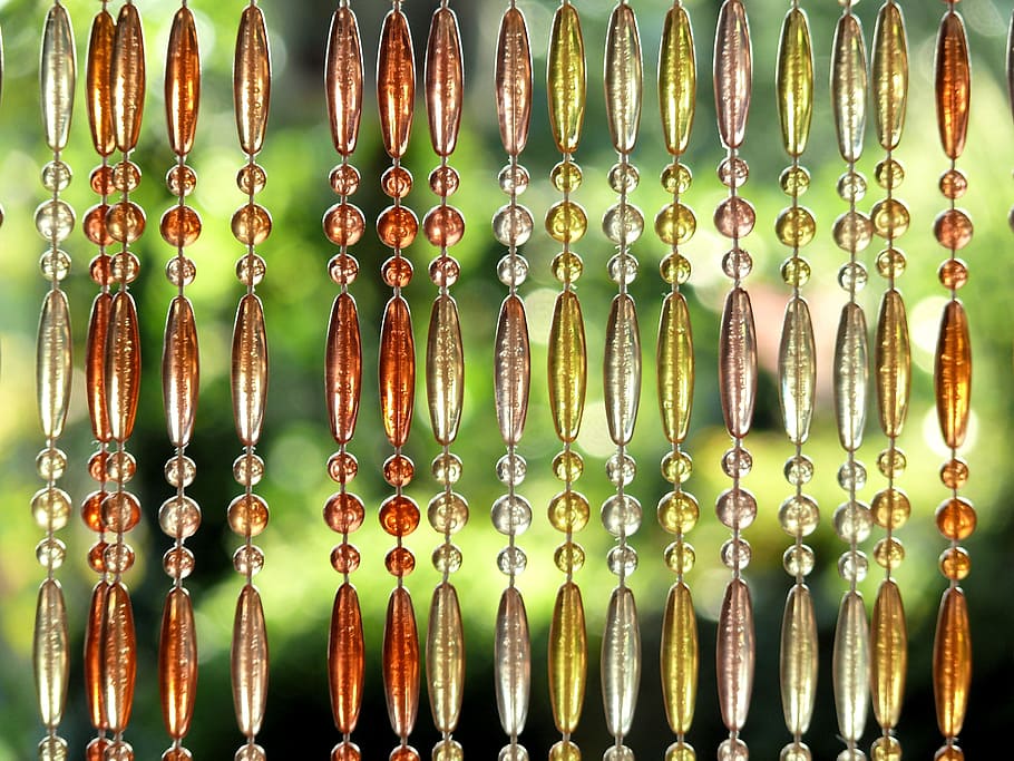 Beaded, Curtain, Fly Screen, Orange, beaded curtain, decoration HD wallpaper