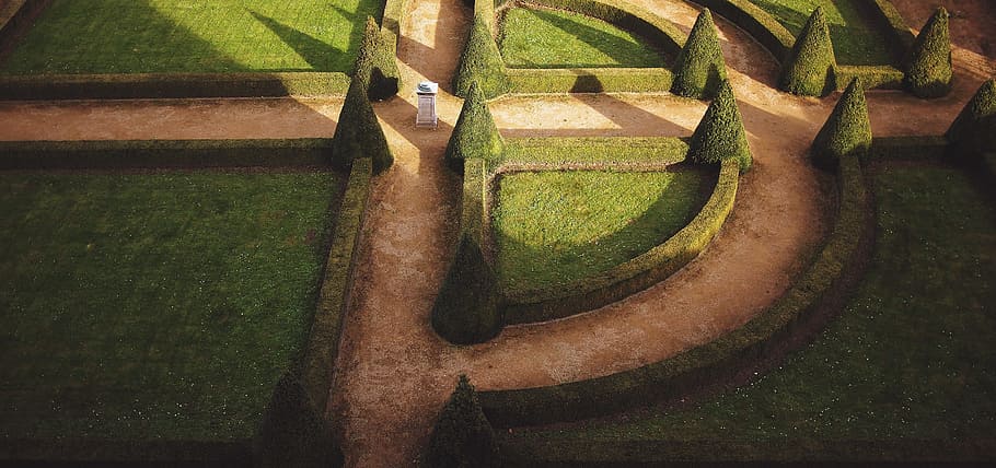 castle, garden, grass, paths, plant, green color, no people HD wallpaper
