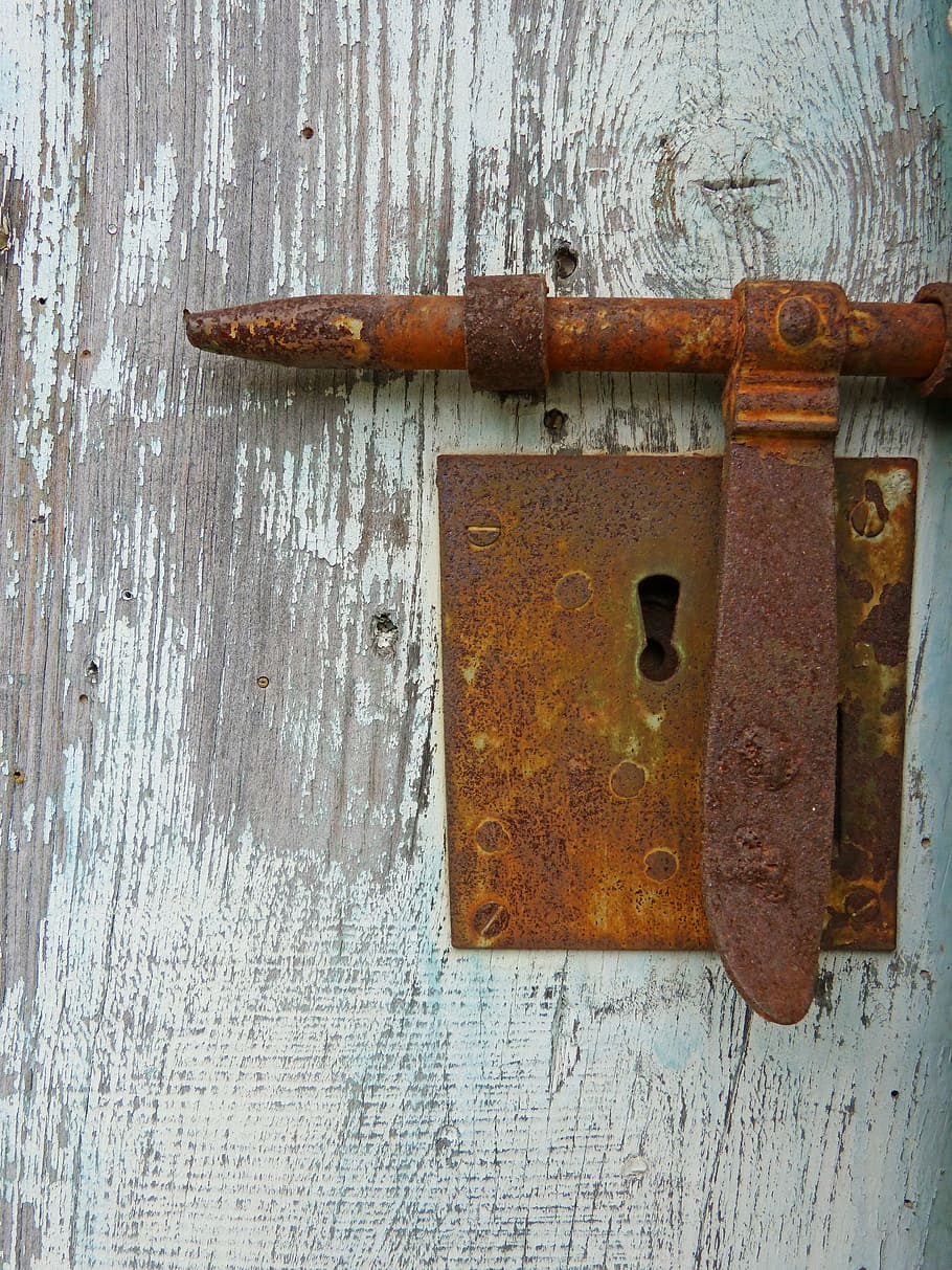 door, bolt, close, old, rural, wood - material, rusty, metal HD wallpaper